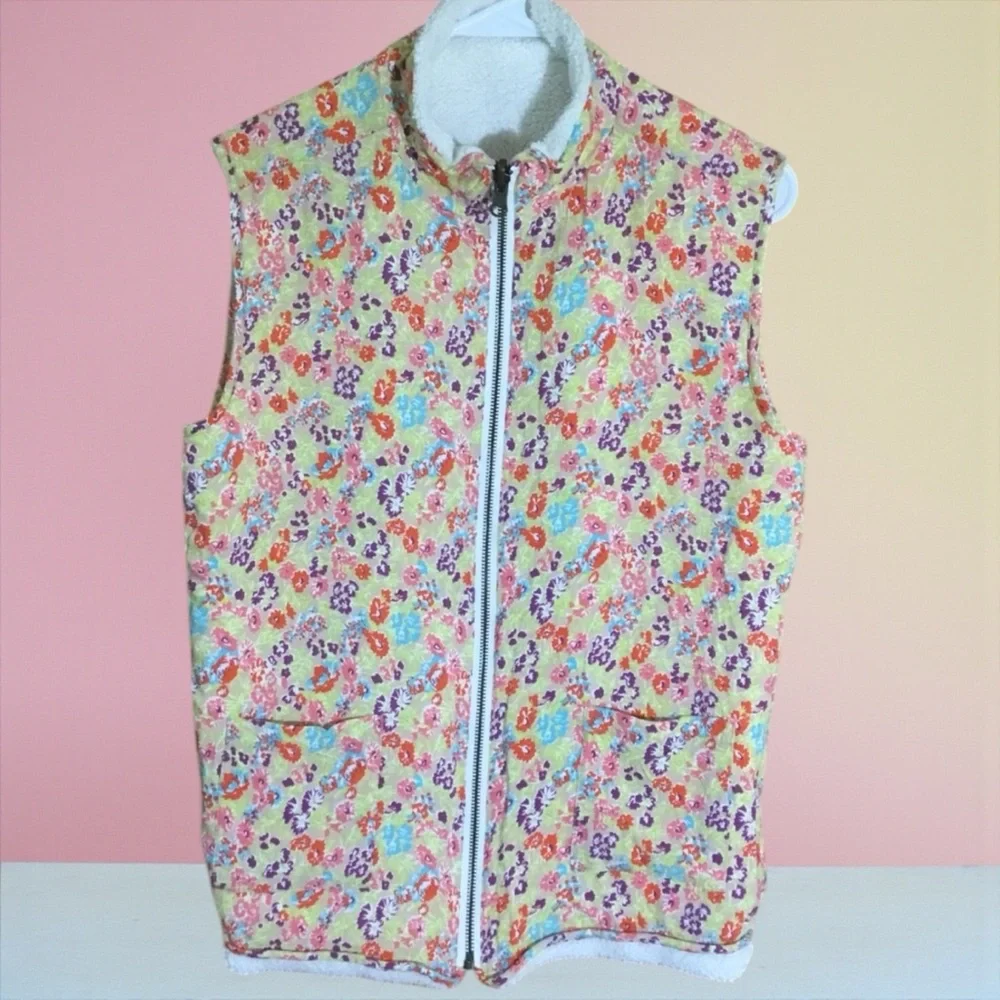 Matilda Jane reversible whimsical Floral Sherpa Vest - Picture 5 of 10